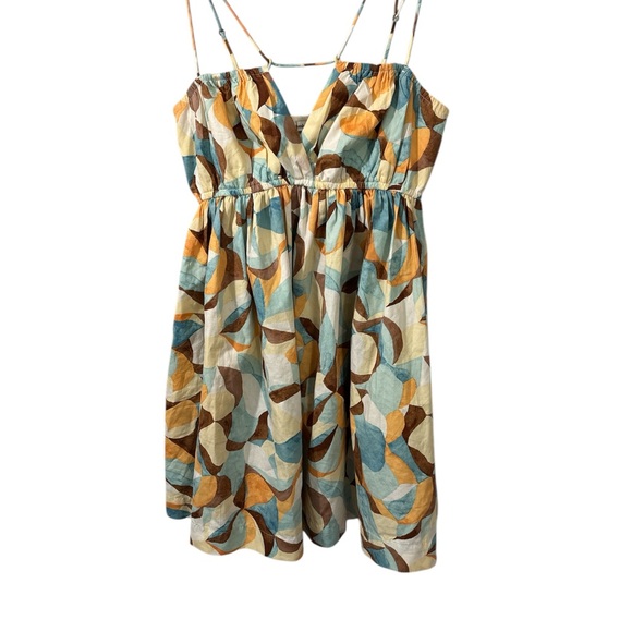 Abercombie & Fitch mini dress abstract adjustable spaghetti strap pockets size S - Picture 2 of 9